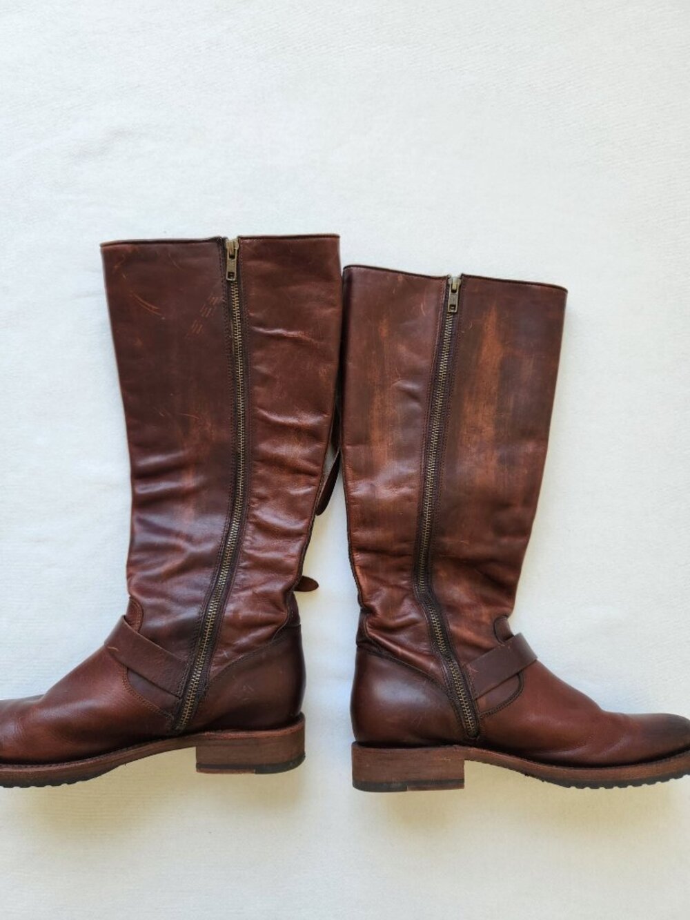 Frye Veronica Strap Brown Leather Tall Riding Boots Boho Western Festival Folk - Picture 2 of 10